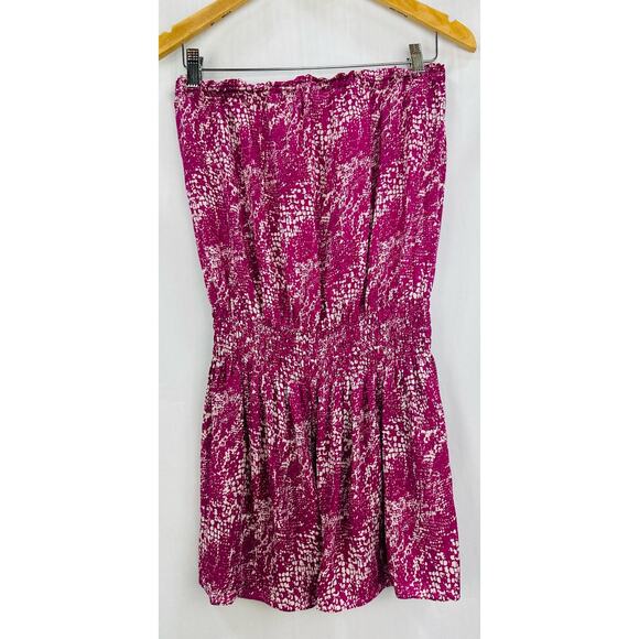Ramy Brook Silk Printed St. Barts Silk Strapless Mini Dress Purple – Size Medium - Picture 2 of 7